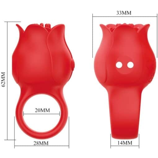 PRETTY LOVE - JAE VIBRADOR DE DEDO FORMA DE ROSA 10 VIBRACIONES ROJO - Imagen 6