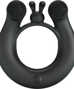 PRETTY LOVE – DAHLIA ANILLO VIBRADOR + ESTIMULADOR DE CLÍTOIS 12 VIBRACIONES NEGRO - intimamenities.com