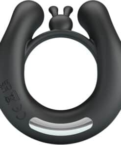 PRETTY LOVE – DAHLIA ANILLO VIBRADOR + ESTIMULADOR DE CLÍTOIS 12 VIBRACIONES NEGRO - intimamenities.com