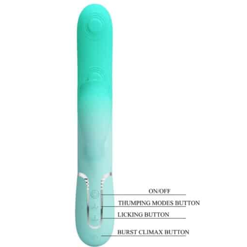 PRETTY LOVE – GIGI VIBRADOR RABBIT MULTIFUNCIÓN VERDE AGUA - intimamenities.com