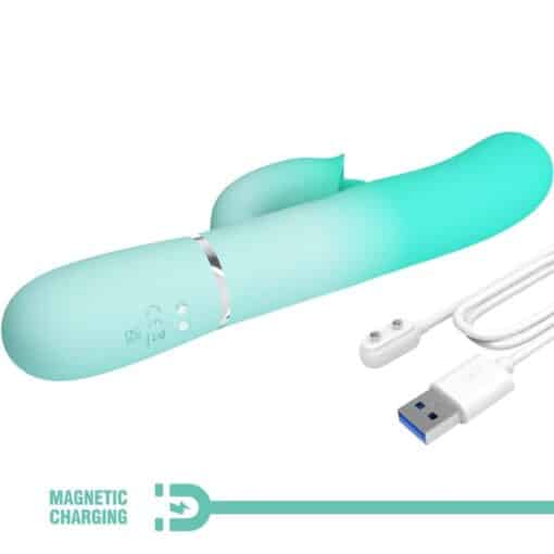 PRETTY LOVE – GIGI VIBRADOR RABBIT MULTIFUNCIÓN VERDE AGUA - intimamenities.com