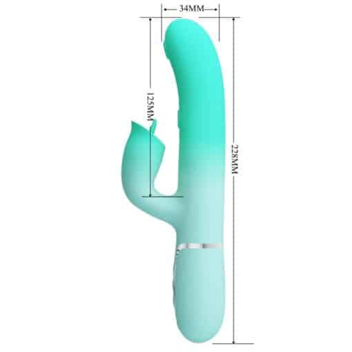 PRETTY LOVE – GIGI VIBRADOR RABBIT MULTIFUNCIÓN VERDE AGUA - intimamenities.com