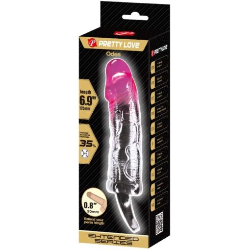 PRETTY LOVE - ODES FUNDA REALÍSTICA ALARGADORA DE 2 CM PARA PENE ROSA - Imagen 7