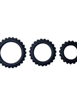 BAILE - TITAN SET 3 PCS COCK RING BLACK 2.8 + 2.4 + 1.9 CM