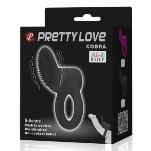 PRETTY LOVE – COBRA ANILLO VIBRADOR COBRA NEGRO - intimamenities.com