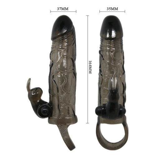 BAILE - BRAVE MAN FUNDA REALISTICA PENE CON RABBIT 16.5 CM NEGRO - Imagen 5
