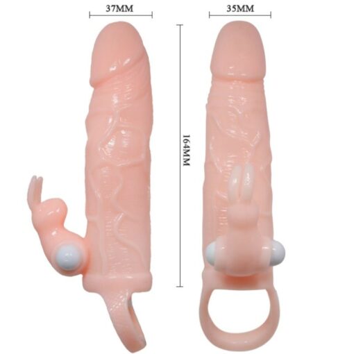 BAILE - BRAVE MAN FUNDA PENE CON RABBIT VIBRADOR 16.5 CM NATURAL - Imagen 4