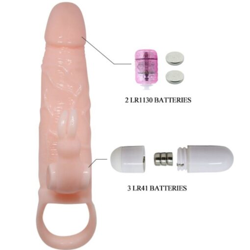BAILE - BRAVE MAN FUNDA PENE CON RABBIT VIBRADOR 16.5 CM NATURAL - Imagen 6