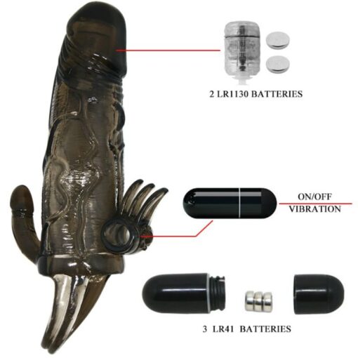 BAILE - BRAVE MAN FUNDA PENE ANAL Y CLITORIS VIBRADOR 16.5 CM NEGRO - Imagen 8