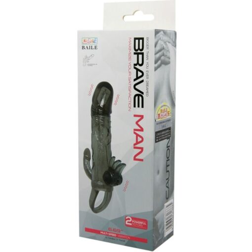BAILE - BRAVE MAN FUNDA PENE ANAL Y CLITORIS VIBRADOR 16.5 CM NEGRO - Imagen 10