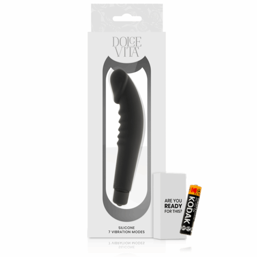 DOLCE VITA – REALISTIC  PLEASURE VIBRADOR SILICONA NEGRO - intimamenities.com