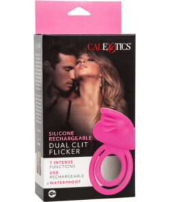 CALEXOTICS – DUAL CLIT FLICKER ENHANCER DOBLE ANILLO VIBRADOR DE SILICONA ROSA - intimamenities.com
