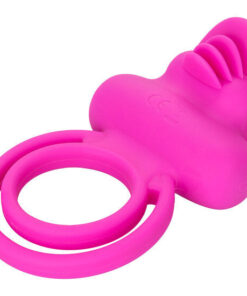 CALEXOTICS – DUAL CLIT FLICKER ENHANCER DOBLE ANILLO VIBRADOR DE SILICONA ROSA - intimamenities.com