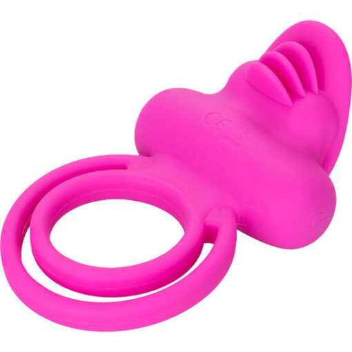 CALEXOTICS – DUAL CLIT FLICKER ENHANCER DOBLE ANILLO VIBRADOR DE SILICONA ROSA - intimamenities.com