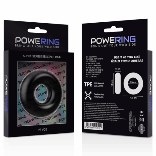 POWERING – SUPER FLEXIBLE Y RESISTENTE ANILLO PENE  4.5CM NEGRO - intimamenities.com