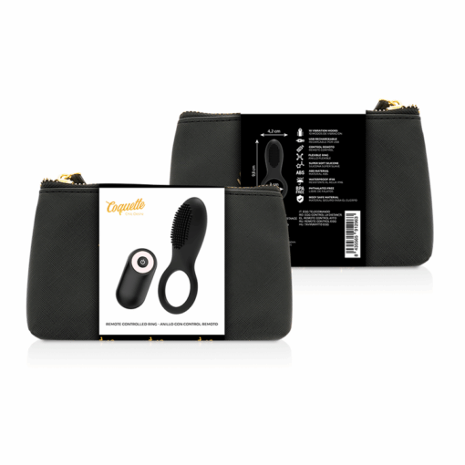 COQUETTE CHIC DESIRE – ANILLO VIBRADOR CONTROL REMOTO RECARGABLE NEGRO / GOLD - intimamenities.com