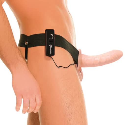 FETISH FANTASY SERIES - ARNÉS HUECO VIBRADOR PARA EL Y ELLA NATURAL 14CM