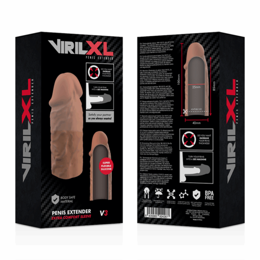 VIRILXL - EXTENSIÓN DE PENE LIQUID SILICONE V3 MARRÓN - Imagen 9