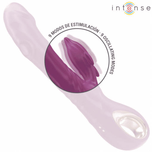 INTENSE – HALLE VIBRADOR MULTIFUNCIÓN CON LENGUA ESTIMULADORA EN FORMA DE DELFÍN MORADO - intimamenities.com