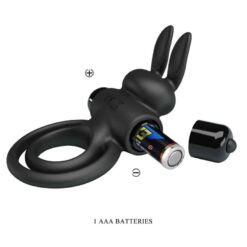 PRETTY LOVE – ANILLO VIBRADOR III CONEJO PARA PENE NEGRO - intimamenities.com