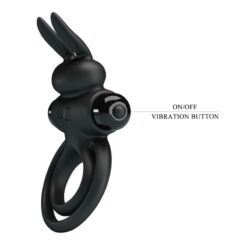 PRETTY LOVE – ANILLO VIBRADOR III CONEJO PARA PENE NEGRO - intimamenities.com