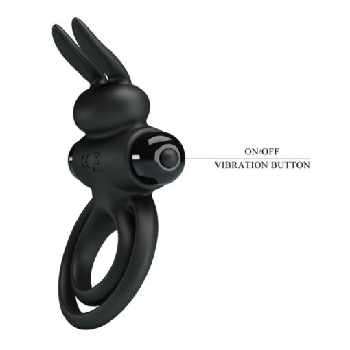 PRETTY LOVE – ANILLO VIBRADOR III CONEJO PARA PENE NEGRO - intimamenities.com