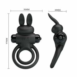 PRETTY LOVE – ANILLO VIBRADOR III CONEJO PARA PENE NEGRO - intimamenities.com