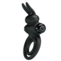 PRETTY LOVE – ANILLO VIBRADOR III CONEJO PARA PENE NEGRO - intimamenities.com