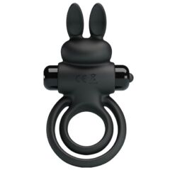 PRETTY LOVE – ANILLO VIBRADOR III CONEJO PARA PENE NEGRO - intimamenities.com