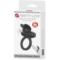 PRETTY LOVE – DEBONAIRE ANILLO VIBRADOR CONEJO 10 VIBRACIONES NEGRO - intimamenities.com