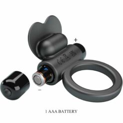 PRETTY LOVE – DEBONAIRE ANILLO VIBRADOR CONEJO 10 VIBRACIONES NEGRO - intimamenities.com