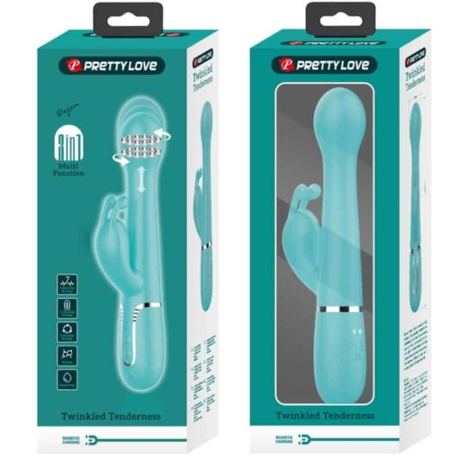 PRETTY LOVE – DEJON VIBRADOR RABBIT 3 EN 1 MULTIFUNCIÓN VERDE AGUA - intimamenities.com