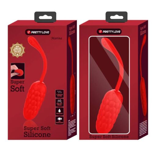 PRETTY LOVE – HUEVO VIBRADOR CON TEXTURA MARINA RECARGABLE ROJO - intimamenities.com