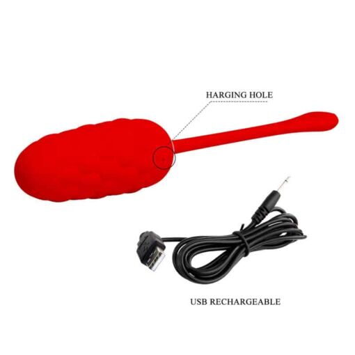 PRETTY LOVE – HUEVO VIBRADOR CON TEXTURA MARINA RECARGABLE ROJO - intimamenities.com
