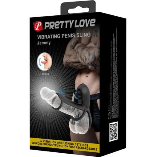 PRETTY LOVE – JAMMY FUNDA DE PENE 12 VIBRACIONES CON LENGUA RECARGABLE SILICONA - intimamenities.com