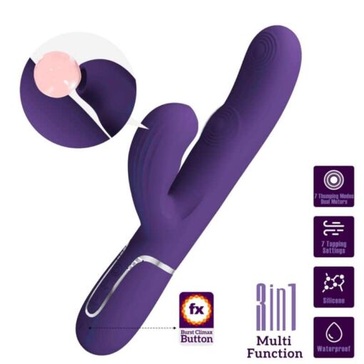 PRETTY LOVE – PERLITA VIBRADOR PUNTO G 3 EN 1 MULTIFUNCIÓN MORADO - intimamenities.com