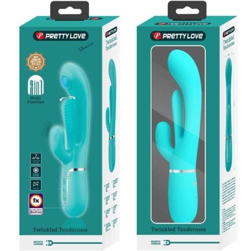 PRETTY LOVE – SHANIA TRIPLE VIBRADOR RABBIT MULTIFUNCIÓN 3 EN 1 - intimamenities.com
