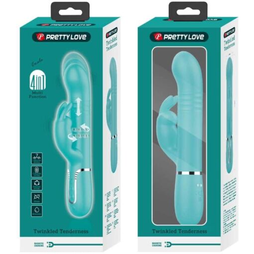 PRETTY LOVE – VIBRADOR COALE RABBIT PERLAS VERDE AGUA - intimamenities.com