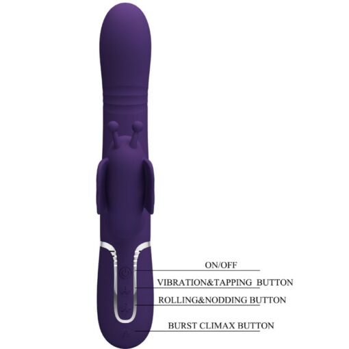 PRETTY LOVE – VIBRADOR RABBIT MULTIFUNCIÓN 4 EN 1 MARIPOSA MORADO - intimamenities.com