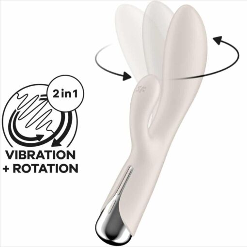 SATISFYER – SPINNING RABBIT 1 ESTIMULACION CLITORIS Y PUNTO G BEIGE - intimamenities.com