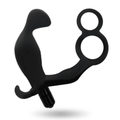 Comprar ADDICTED TOYS - PLUG ANAL CON ANILLA DOBLE PENE Y TESTÍCULOS NEGRO al mejor precio - Envíos Discretos