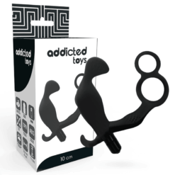 Comprar ADDICTED TOYS - PLUG ANAL CON ANILLA DOBLE PENE Y TESTÍCULOS NEGRO al mejor precio - Envíos Discretos