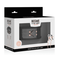 Comprar BEGME - BLACK EDITION COLLAR CON CADENAS Y PINZAS PEZONES CON FORRO DE NEOPRENO al mejor precio - Envíos Discretos