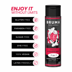 Comprar BRUMA - ACEITE DE MASAJE PREMIUM EFECTO CALOR SABOR FRESA 3 EN 1 - 100 ML al mejor precio - Envíos Discretos