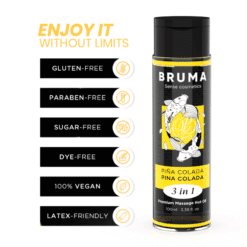 Comprar BRUMA - ACEITE DE MASAJE PREMIUM EFECTO CALOR SABOR PIÑA COLADA 3 EN 1 - 100 ML al mejor precio - Envíos Discretos