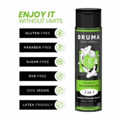 Comprar BRUMA - ACEITE DE MASAJE PREMIUM EFECTO CALOR SABOR SANDÍA 3 EN 1 - 100 ML al mejor precio - Envíos Discretos