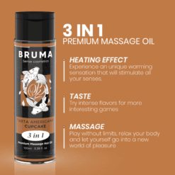 Comprar BRUMA - ACEITE DE MASAJE PREMIUM EFECTO CALOR SABOR TARTA AMERICANA 3 EN 1 - 100 ML al mejor precio - Envíos Discretos