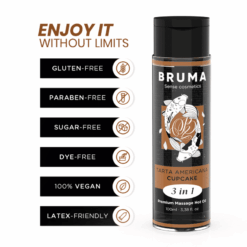 Comprar BRUMA - ACEITE DE MASAJE PREMIUM EFECTO CALOR SABOR TARTA AMERICANA 3 EN 1 - 100 ML al mejor precio - Envíos Discretos