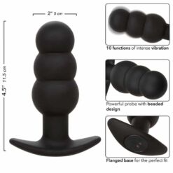 Comprar CALEXOTICS - ROCK BOTTOM PLUG ANAL CON CUENTAS 10 VIBRACIONES SILICONA NEGRO al mejor precio - Envíos Discretos