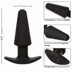 Comprar CALEXOTICS - ROCK BOTTOM PLUG ANAL CÓNICO 10 VIBRACIONES SILICONA NEGRO al mejor precio - Envíos Discretos